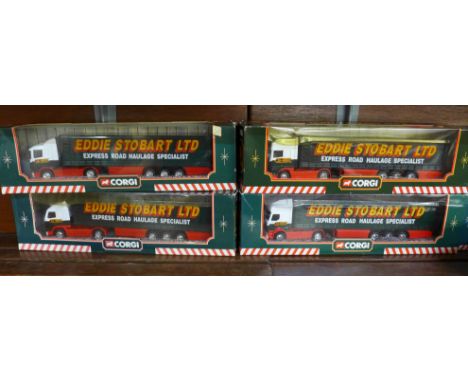 Nine Corgi Eddie Stobart die-cast lorries and commercial vehicles, boxed 