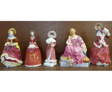 Two Royal Doulton figures, Sophie and Christmas Morn, a Janus Pottery Nell Gwyn, a Francesca Art Pottery china bell and a Coa