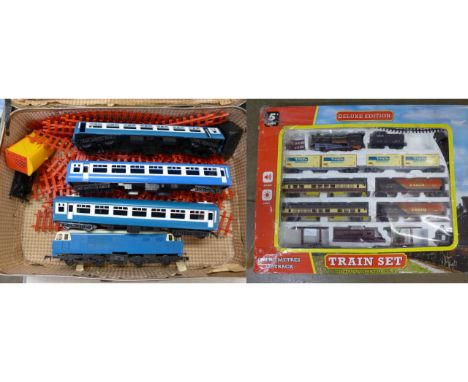 Tri-ang 'Big Big Train' model rail locomotive, three coaches, one a/f, circus wagon, track with points and a DeLuxe Edition S