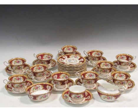 A Royal Albert Lady Hamilton pattern tea service for twelve (one cup missing)Condition report: Two saucers chippedOne plate c