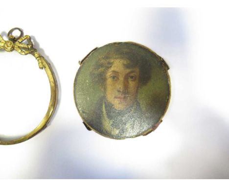 A portrait miniature said to be of Dr Beattie, Nelson's surgeon on HMS Victory, 9cm (circular) 