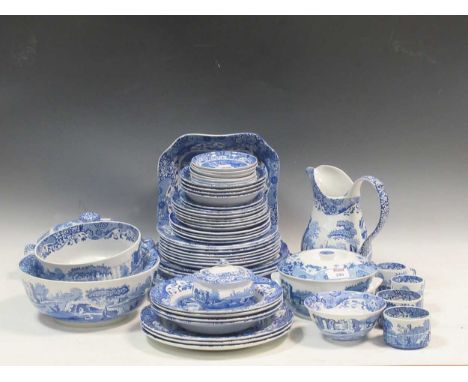 A collection of Spode blue and white transfer printed wares to include plates, side plates, jug, bowls etc (qty)