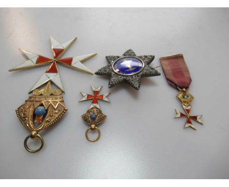 Knight's Templar - Order of the Temple (Holy Land), commander's cross, with miniature and medal ribbon, together with a (prob