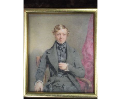 Thomas Heatherwick Carrick, portrait miniature of a gentleman, watercolour on marble, 13 x 11cmCondition report: Some surface