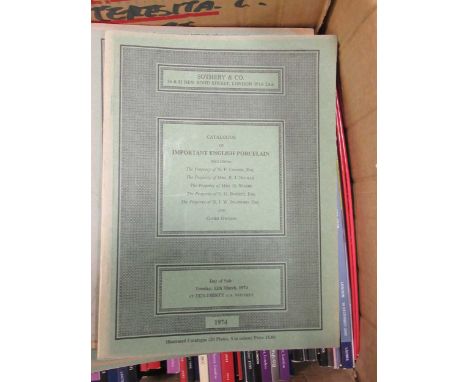Two boxes, various auction catalogues to include Sotheby's Christies, Bonhams etc of ceramic interest