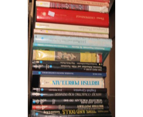 Six boxes of porcelain, glass and ceramic art reference books