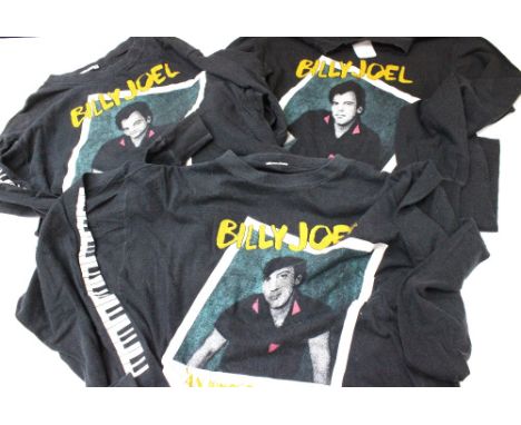 BILLY JOEL - Innocent Man Tour 1984 - Long sleeve black vintage t-shirts front and back print and arm print. x 3 tshirts. 34 