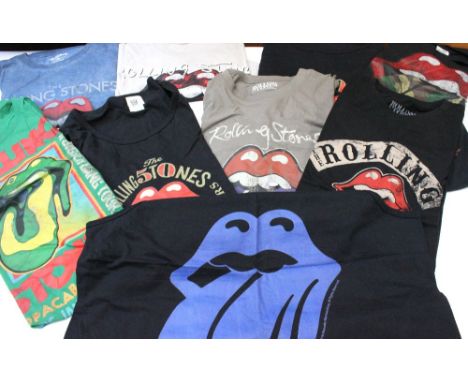 ROLLING STONES T-SHIRTS - Collection of 9 different generic Rolling Stones T-shirts. in very good condition.