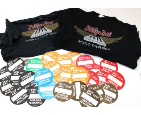 BILLY JOEL 1984 tour - Vintage t-shirts Crew t-shirts. 2 x Black Crew T-shirts front and back print - black by `knitwear` one