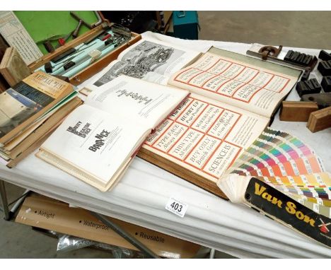 A selection of print related items including blocks etc