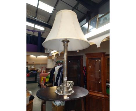 A tall white metal table lamp, height 76cm COLLECT ONLY