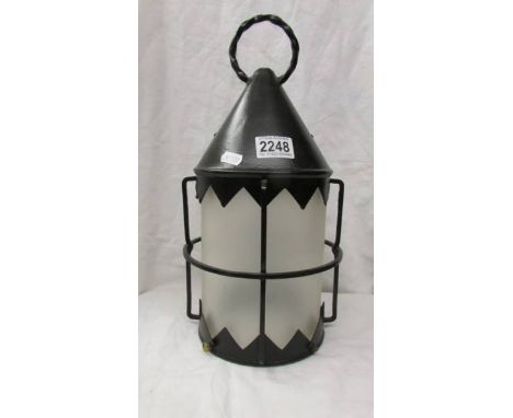 A 20th century circular hanging lamp.*Condition report: Glass Diameter 15cm x Height 18cm.Small chips to rims, no cracks.