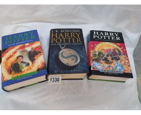 3 Harry Potter first editions including Deathly Hallows, Half Blood Prince etc