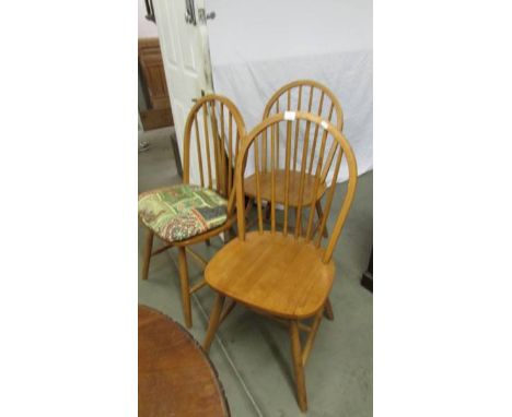 Three Ercol style dining chairs. COLLECT ONLY.