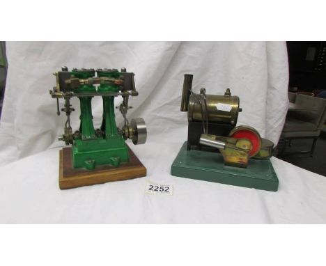 A Stuart Turner twin cylinder model and a live steam stationary engine.
