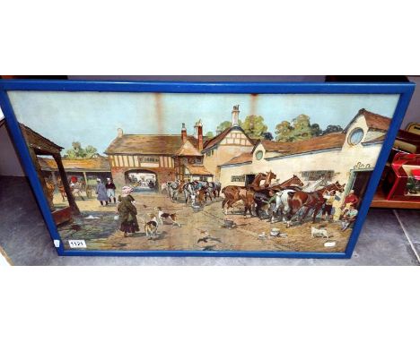 An old coaching print titled 'Inn Yard 100 years ago' COLLECT ONLY
