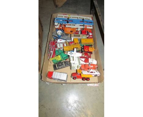 A large tray of mixed die cast including Corgi, Lesney etc.,
