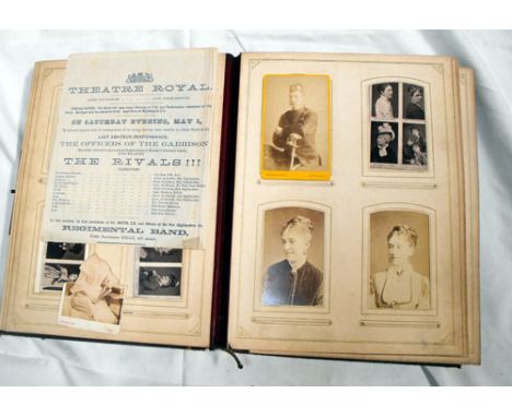 A Victorian photo album containing various photographs including Baden Powell and ladies of the London stage 