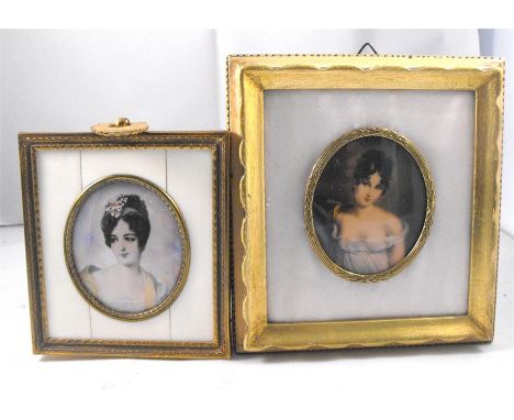 A Portrait Miniature of a young woman 5cm x 6cm and another similar (2)