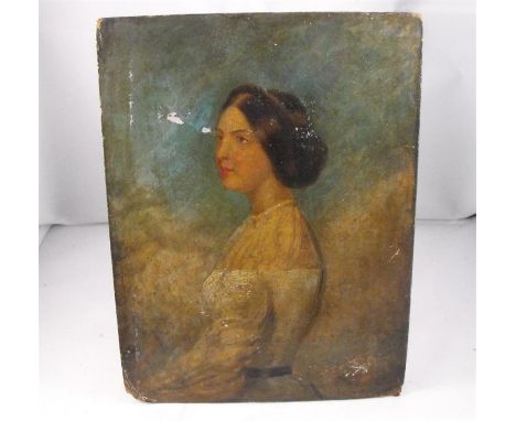 Oil on board, portrait of Florence Nightingale, indistinct signature Verso 18cm x 23cm 
