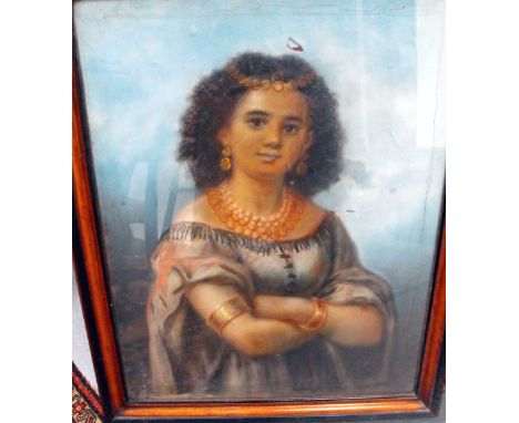 Barbieri (Gino ?) 1884-1917 pastel portrait of a young Maori(?) girl 69cm x 93cm 