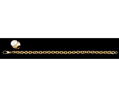 A H.STERN bracelet with pendantGold 585/000 Links mesh With 585/000 gold pendant set with half baroque pearl (12,5 mm) and 35