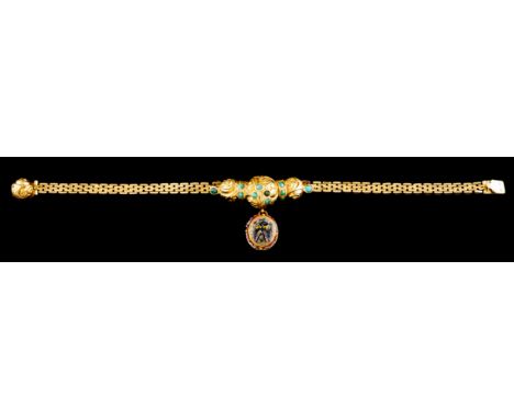 A braceletIn gold with application of 800 thousandth gold pendant, application of micromosaicNo hallmarks under Decree-Law 12