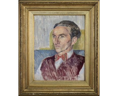 * AUGUSTUS EDWIN JOHN RA (WELSH 1878 - 1961), PORTRAIT OF A GENTLEMAN IN A BOW TIE  oil on canvas, signedframedimage size 45c