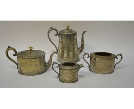 A 19th century electroplated Secessionist period four-piece tea/coffee service with bone mounts