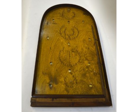 A boxed bagatelle board, to/w various wooden jigsaw puzzles, blocks and a ceiling light shade with faceted glass drops