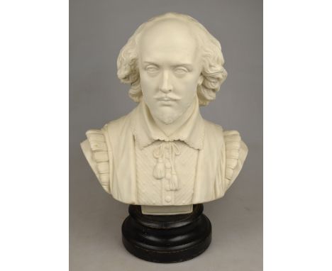 A Victorian Copeland Spode parian ware bust of William Shakespeare, impressed R. Monti Sc., Ceramic & Crystal Palace Art Unio