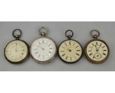 A silver pocket watch with fusee movement no. 11795 by B. Glover, Gildersome (Leeds), London 1870, the enamel dial with Gothi