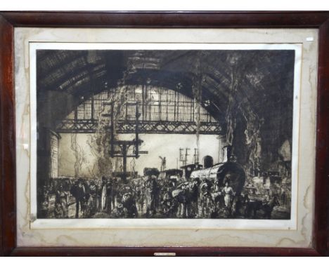 Frank Brangwyn - 'Interior Cannon Street Station', etching, pencil signed lower right margin, 69 x 99 cm, Alexander Hasse lab