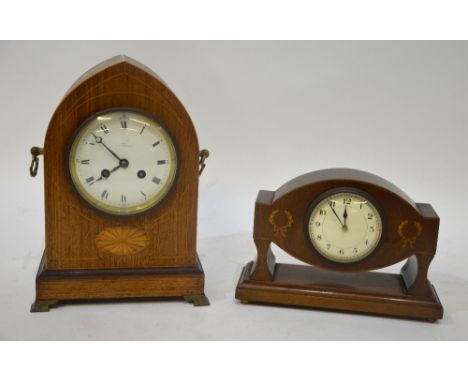 A late 19th century mahogany cased French mantel clock with white enamelled dial stencilled 'Supplied by Dent, Cockspur St.',