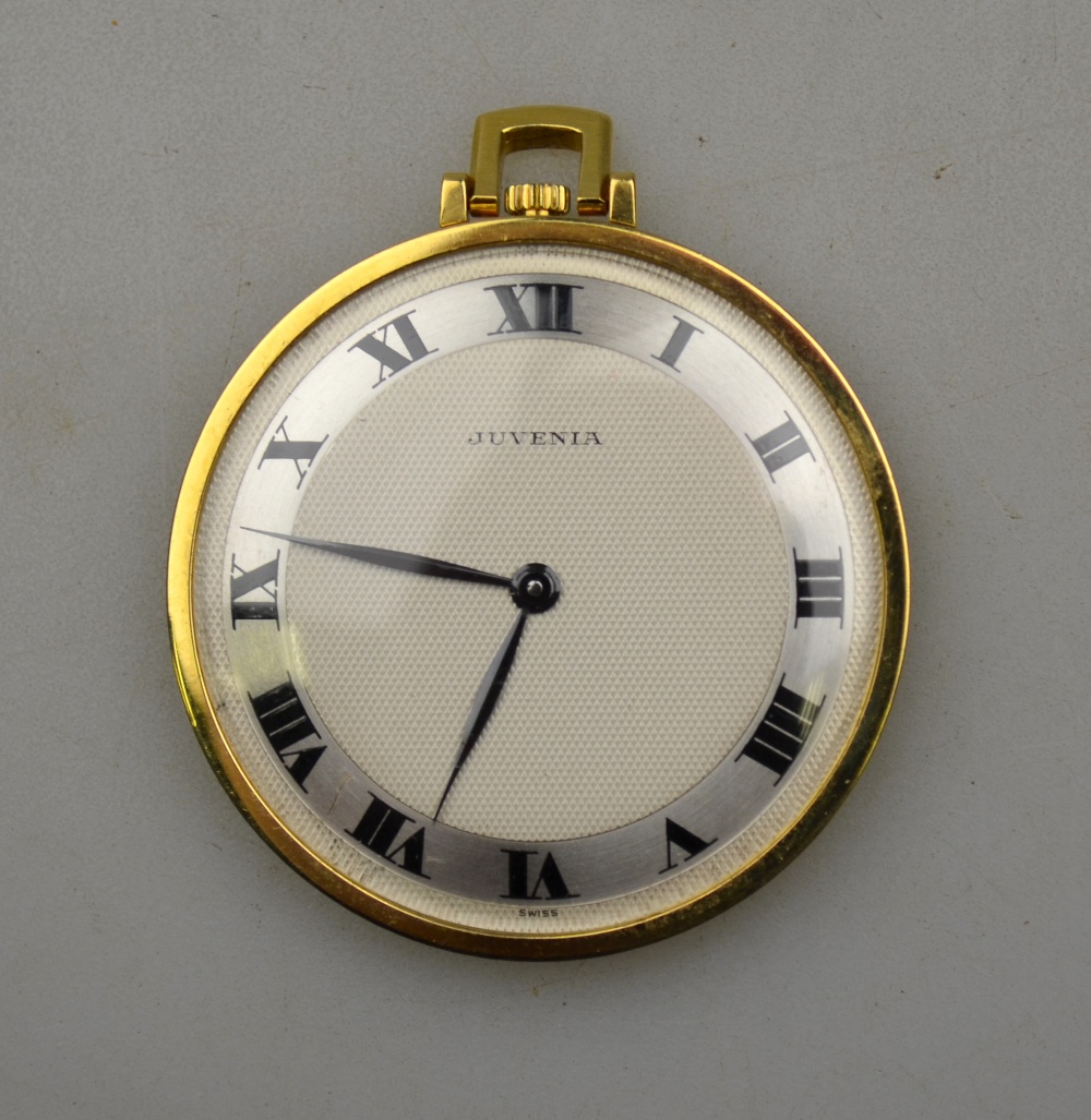 An 18ct (750) gold Juvenia slimprofile pocket watch with 21 jewelled