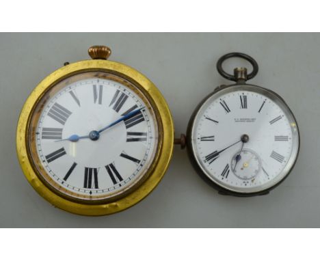 A Continental quarter repeat-striking clock with watch movement and enamel dial, to/w a .935 standard top-wind pocket watch w