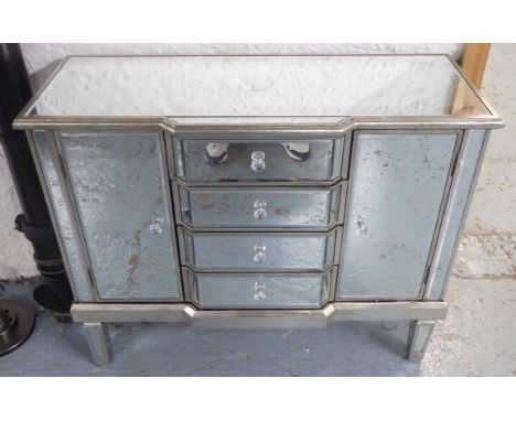 SIDE CABINET, vintage French inspired mirrored finish, 100cm x 40cm x 82cm.