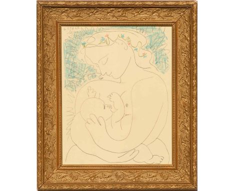 PABLO PICASSO 'Maternite', lithograph, signed and dated in the plate, 50cm x 40cm, framed and glazed. (Subject to ARR - pleas