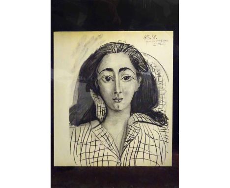 PABLO PICASSO 'Jacqueline', lithograph with signature in the stone, printed by Mourlot Paris, 35cm x 30cm. (Subject to ARR - 