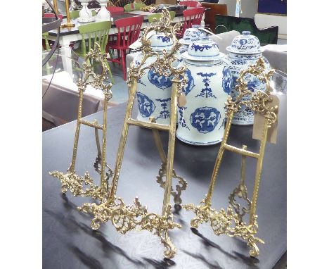 BOUTIQUE ADVERTISING EASELS, a graduated set of three, vintage French style, 62cm tallest. (3)