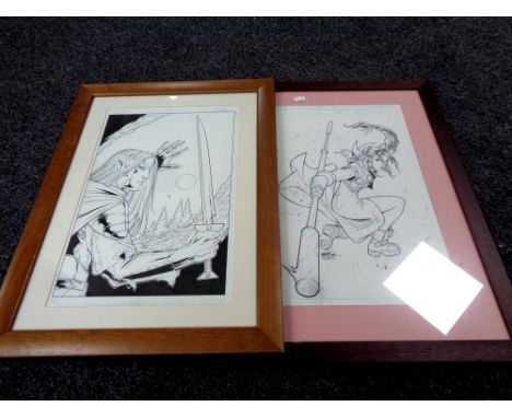 Two framed Marvel bleed art prints  