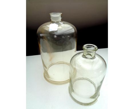 Two glass bell jars