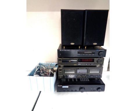 A Cambridge Audio T100 double superheterodyne tuner, a Technics compact disc player SL-P477A, A Technics double cassette deck