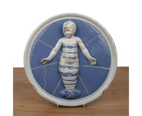 After Andrea della Robbia (1435-1525) Cantagalli ceramic plaque or roundel, depicting a 'Baby of Clay' (From the Hospital of 