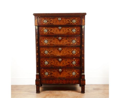Marquetry escritoireDutch, Late 18th/Early 19th Century, walnut, profusely decorated with with marquetry and parquetry design