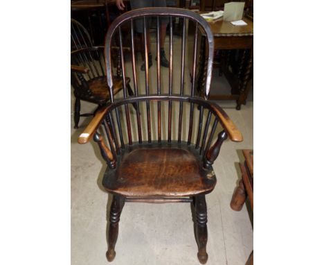 A 19th century hoop and stick back Windsor armchair