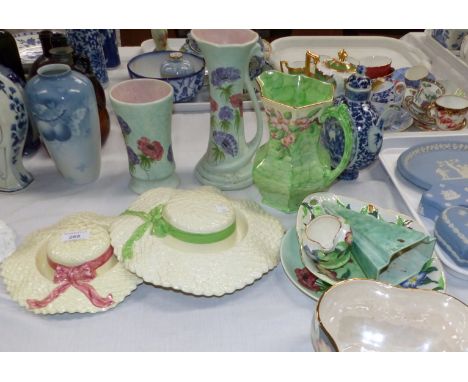 Two Falcon ware posy bonnets; a selection of Radford china; etc.