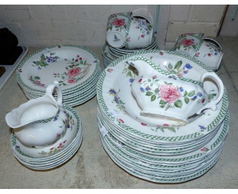 A Royal Doulton "Victorian Garden" part dinner and tea service, 50 pieces approx