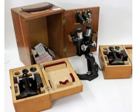 AN R. & J. BECK LTD. BINOCULAR MICROSCOPE with various lenses in a fitted case and with various accessories
