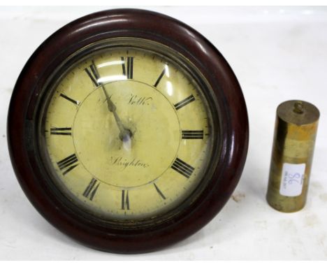 A 19TH CENTURY CONTINENTAL SMALL SIZE BLACK FOREST POSTMAN'S ALARM WALL CLOCK the painted dial with Roman numerals, signed 'M